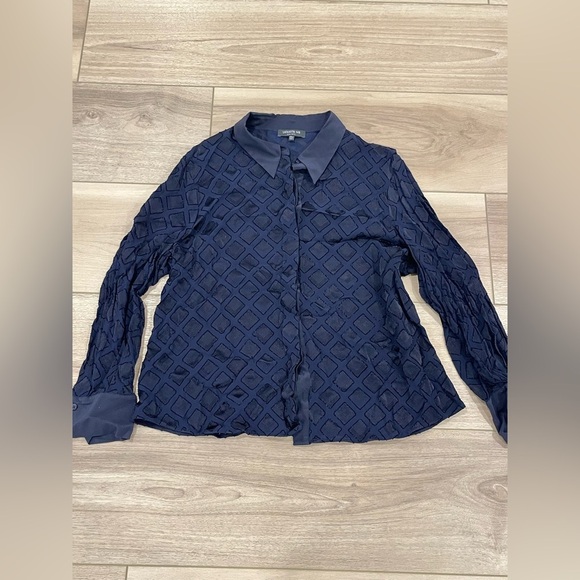 Lafayette 148 Blouse Black and Navy Viscose Size XXL - Picture 1 of 6